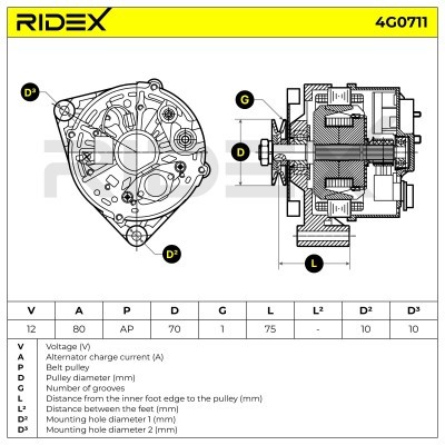 Alternator RIDEX 4G0711 4G0711 - photo 5