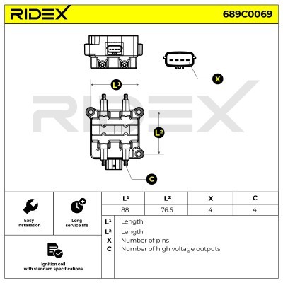 Ignition Coil RIDEX 689C0069 689C0069 - photo 5