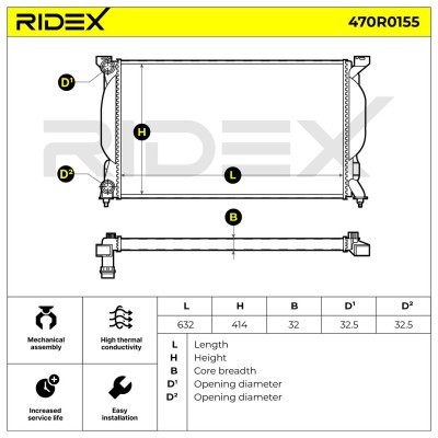 Radiator, Engine Cooling RIDEX 470R0155 470R0155 - photo 9