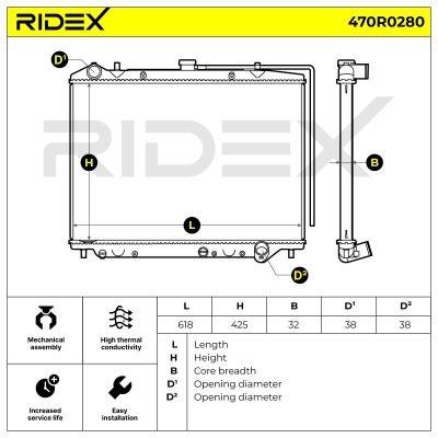 Radiator, Engine Cooling RIDEX 470R0280 470R0280 - photo 5