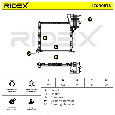 Radiator, Engine Cooling RIDEX 470R0578 470R0578 - photo 4