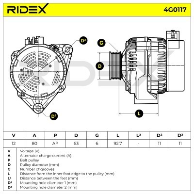 Alternator RIDEX 4G0117 4G0117 - photo 5