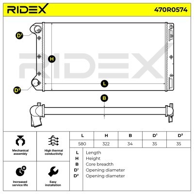 Radiator, Engine Cooling RIDEX 470R0574 470R0574 - photo 7