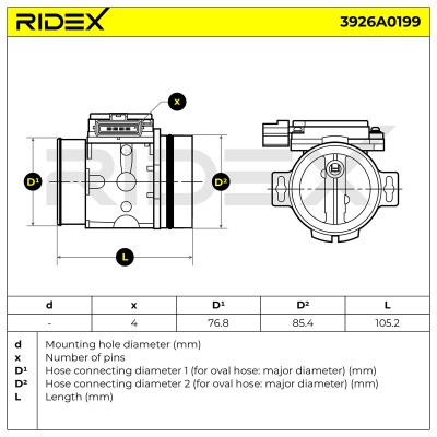 Air Mass Sensor RIDEX 3926A0199 3926A0199 - photo 6