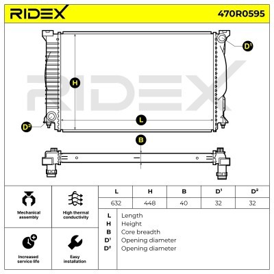 Radiator, Engine Cooling RIDEX 470R0595 470R0595 - photo 5
