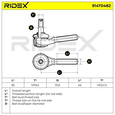 Tie Rod End RIDEX 914T0482 914T0482 - photo 5