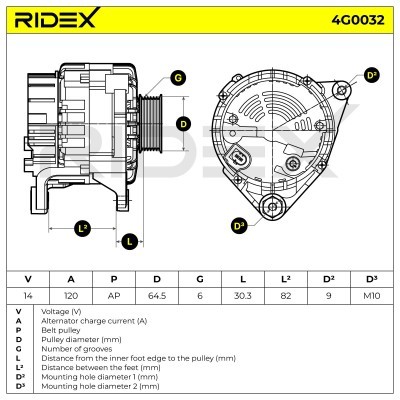 Alternator RIDEX 4G0032 4G0032 - photo 7