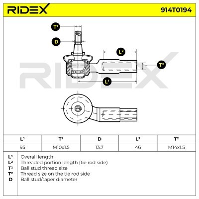 Tie Rod End RIDEX 914T0194 914T0194 - photo 5
