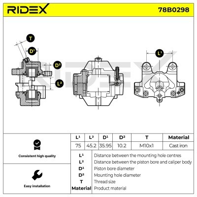 Brake Caliper RIDEX 78B0298 78B0298 - photo 2
