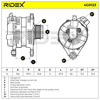 Alternator RIDEX 4G0123 4G0123 - photo 9