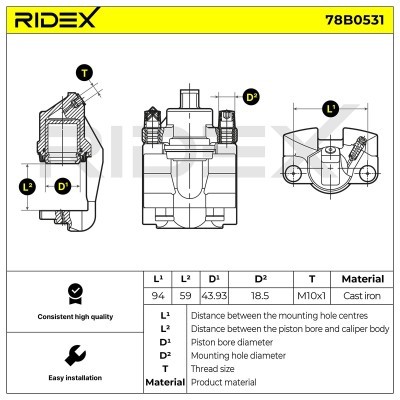 Brake Caliper RIDEX 78B0531 78B0531 - photo 5