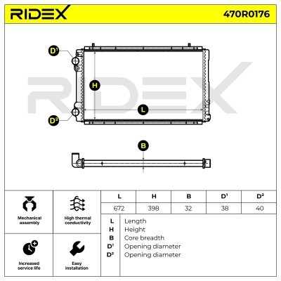 Radiator, Engine Cooling RIDEX 470R0176 470R0176 - photo 5