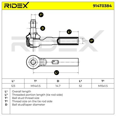 Tie Rod End RIDEX 914T0384 914T0384 - photo 8