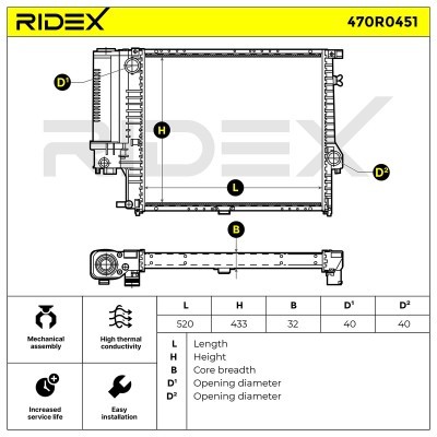 Radiator, Engine Cooling RIDEX 470R0451 470R0451 - photo 5