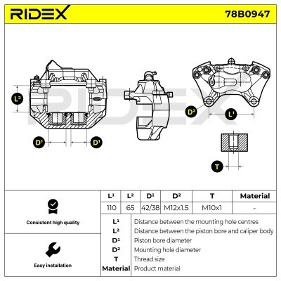Brake Caliper RIDEX 78B0947 78B0947 - photo 6
