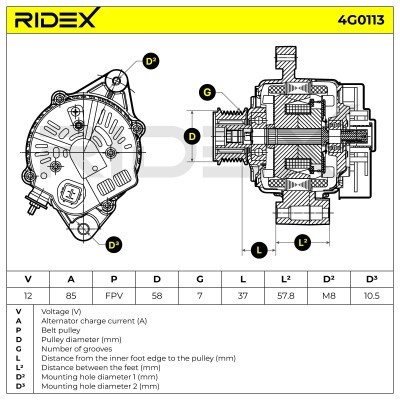 Alternator RIDEX 4G0113 4G0113 - photo 5