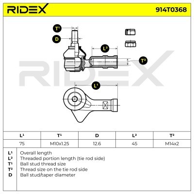 Tie Rod End RIDEX 914T0368 914T0368 - photo 6