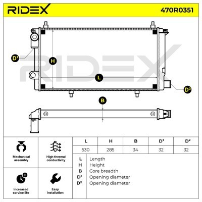 Radiator, Engine Cooling RIDEX 470R0351 470R0351 - photo 7