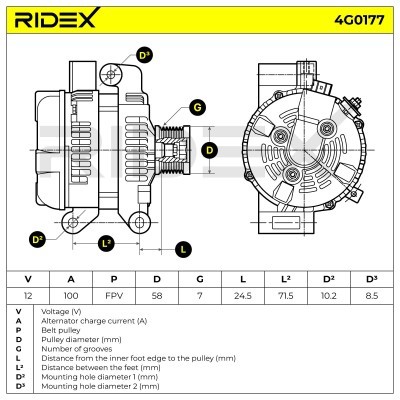 Alternator RIDEX 4G0177 4G0177 - photo 6