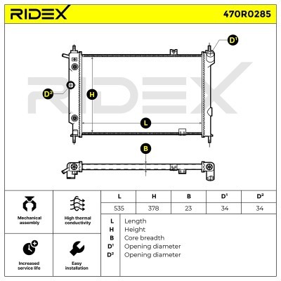Radiator, Engine Cooling RIDEX 470R0285 470R0285 - photo 7