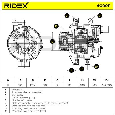 Alternator RIDEX 4G0011 4G0011 - photo 9