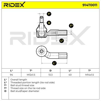 Tie Rod End RIDEX 914T0011 914T0011 - photo 5
