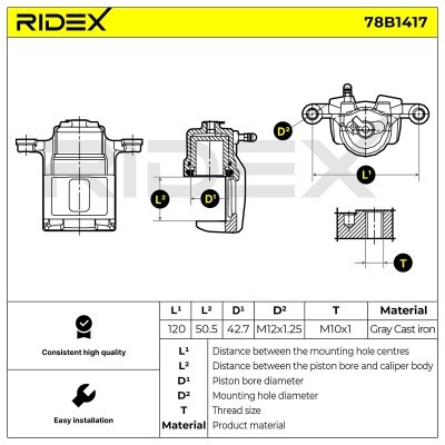 Brake Caliper RIDEX 78B1417 78B1417 - photo 7