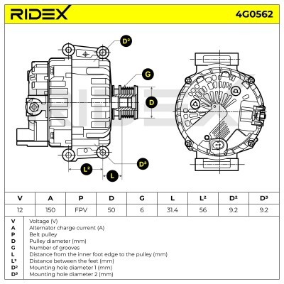 Alternator RIDEX 4G0562 4G0562 - photo 5