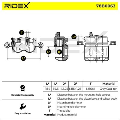 Brake Caliper RIDEX 78B0063 78B0063 - photo 5