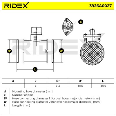 Air Mass Sensor RIDEX 3926A0027 3926A0027 - photo 10