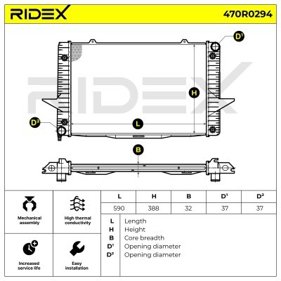 Radiator, Engine Cooling RIDEX 470R0294 470R0294 - photo 4