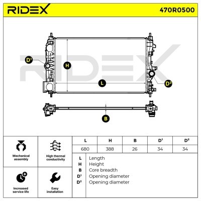 Radiator, Engine Cooling RIDEX 470R0500 470R0500 - photo 5