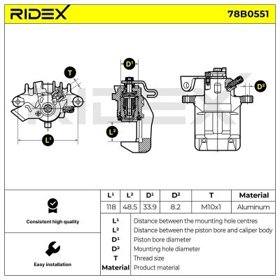Brake Caliper RIDEX 78B0551 78B0551 - photo 6