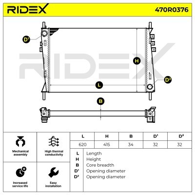 Radiator, Engine Cooling RIDEX 470R0376 470R0376 - photo 5