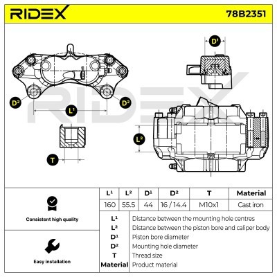 Brake Caliper RIDEX 78B2351 78B2351 - photo 3