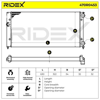 Radiator, Engine Cooling RIDEX 470R0453 470R0453 - photo 8