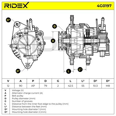 Alternator RIDEX 4G0197 4G0197 - photo 6