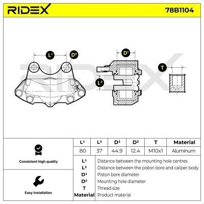 Brake Caliper RIDEX 78B1104 78B1104 - photo 6
