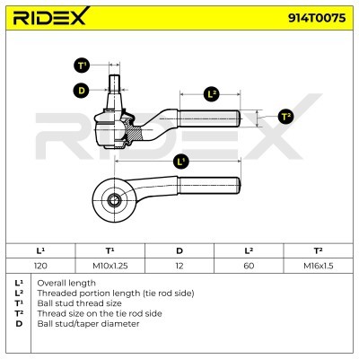 Tie Rod End RIDEX 914T0075 914T0075 - photo 6