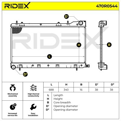 Radiator, Engine Cooling RIDEX 470R0544 470R0544 - photo 6