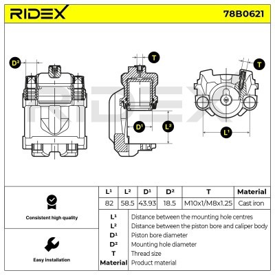 Brake Caliper RIDEX 78B0621 78B0621 - photo 5
