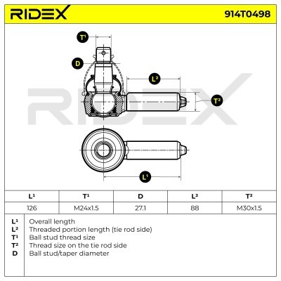 Tie Rod End RIDEX 914T0498 914T0498 - photo 6