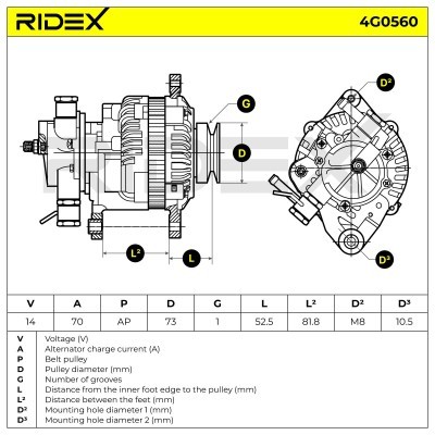 Alternator RIDEX 4G0560 4G0560 - photo 5