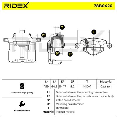 Brake Caliper RIDEX 78B0420 78B0420 - photo 5