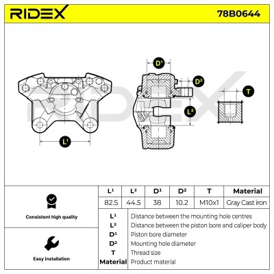 Brake Caliper RIDEX 78B0644 78B0644 - photo 6