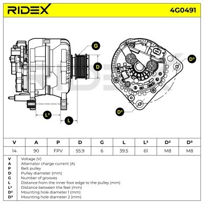 Alternator RIDEX 4G0491 4G0491 - photo 5