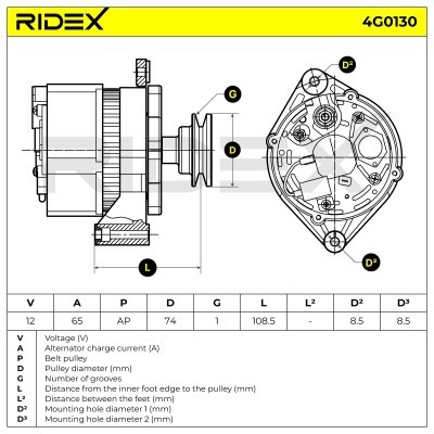 Alternator RIDEX 4G0130 4G0130 - photo 7