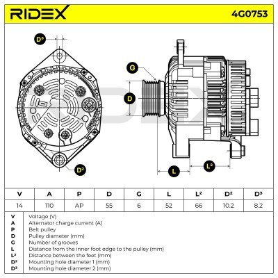 Alternator RIDEX 4G0753 4G0753 - photo 5