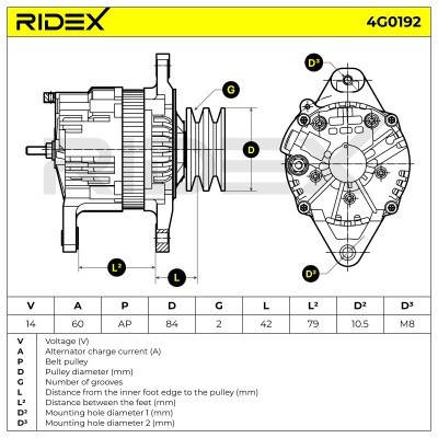Alternator RIDEX 4G0192 4G0192 - photo 6
