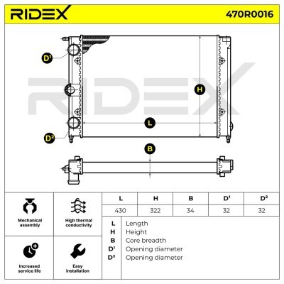 Radiator, Engine Cooling RIDEX 470R0016 470R0016 - photo 6